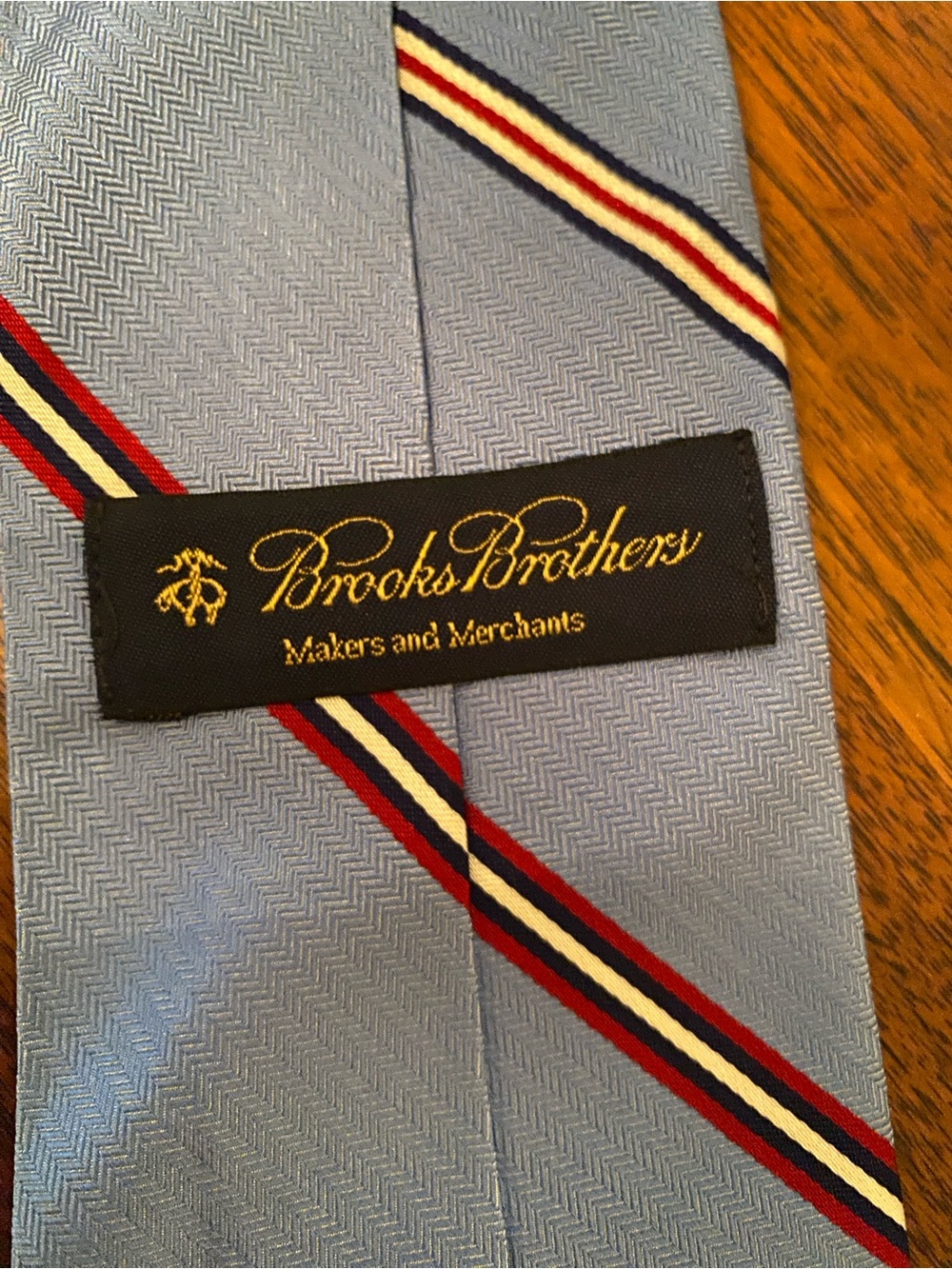 Brooks Brothers Light Blue Red Navy Striped Silk Tie
